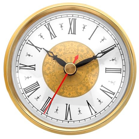 PATIKIL 80mm Quarz Uhrwerk Wanduhr, Stille Römische Ziffern Kaminuhren, Ersatz für Tischuhr, Stehuhr, Standuhr (Goldton/Rot Stil 18)