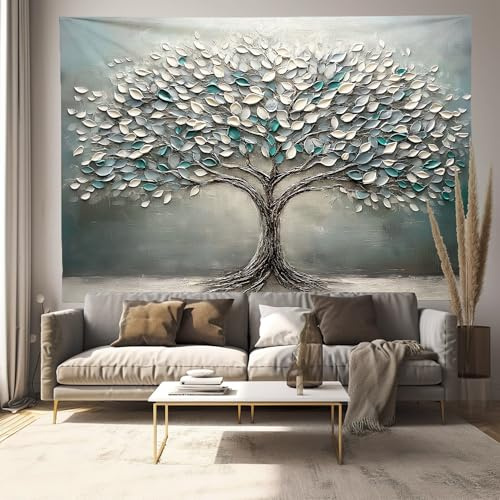 ALTCIRNMD Türkise Blütenblätter Dekorationen Tapisserie Wandbehang Vintage Ölgemälde 3D-Druck Wanddecke Wandbehang Poster Für Wohnzimmer Schlafzimmer Wohnheim Dekor 100Cmx150Cm