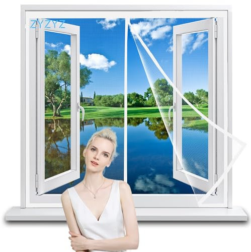 Magnetic Screen Window 140x225cm White Self Sealing Heavy Duty Retractable Hands Free Door Screen Keep Bugs Out, Keep Bugs Out & Lets Fresh Air in Mesh Pet and Kid Friendly