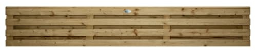 Roma Double-Slatted Wooden Fence Panel, 6ft x 1ft Venetian-Style (3 Pack) | 32cm High x 183cm Wide, Decorative, Pressure Treated Timber Horizontal Laths, for Garden Perimeter & Outdoor Privacy Fencing