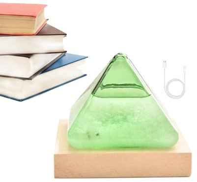 Sturmglasflasche – Pyramidenförmiges Meteorologisches Barometer | USB-betriebenes Barometer Mit Holzsockel, Dekorative Wetteranzeige Für Zuhause Oder Büro