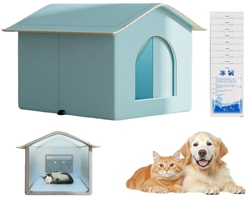 Katzenhaus zum Kühlen – Katzenhaus mit Klimaanlage mit Isolierung | Außen-Unterschlupf für Hunde | geschlossenes Kühlhaus für Hunde | breites Katzen-Nisthaus