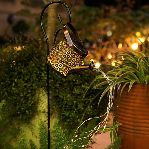 Binnan Regadera Solar Luces Decoraciones de Jardín, Luces Solares Para Regadera Al Aire Libre, Impermeable Farolillos Solares Exterior, Luz Solar Exterior Jardin para Valla de Parque, Césped, Patio