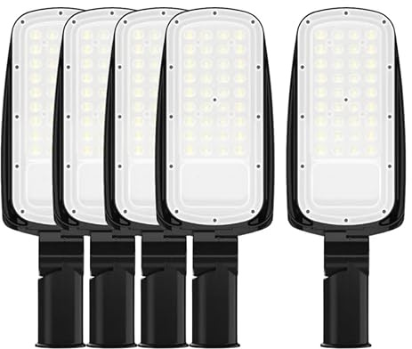 ENOVALITE 5 Stück LED Straßenlaterne 150W 21000lm, 5000K Neutralweiß | IP65 Außenleuchte, Mastleuchte, geprüfte Straßenlampe für Hof, Einfahrt, Parkplatz und Wege, Außenbeleuchtung