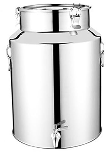 Milchdose 5L Edelstahl Wasserspender Hochleistungshonigschaufel mit Ausstrich, Verriegelungsdeckel und Griff für Wein, Speiseöl, Milch, Körner