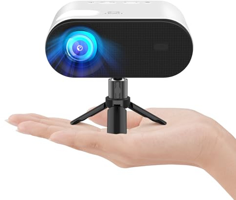 Mini Beamer WiFi Bluetooth mit Stativ, XuanPad 20000L Beamer Klein unterstützt Full HD 1080P, 50% Zoom, ±15° Trapezkorrektur, Mini Projektor Kompatibel mit HDMI, USB, AV, iOS, Android, PC, TV Stick