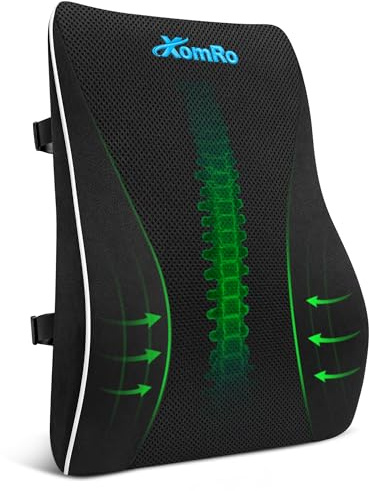 XomRo Lumbar Support Pillow Office Chair Gaming Car Seat Memory Foam Back Support Cushion Ergonomic Contour Posture Support Orthopedic Design Adjustable Straps(Velvet)