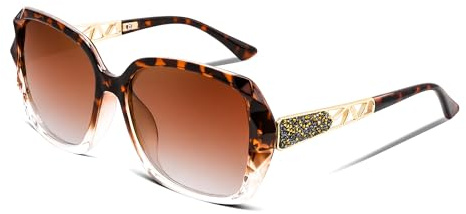 FEISEDY Sonnenbrille Damen Polarisiert Klassisch Groß Strass Rahmen B2289