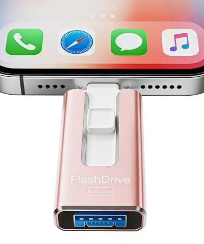 Pendrive para lPhone 32GB con Certificación MFi, Memoria USB 3.0 3 en 1,Rosa Claro