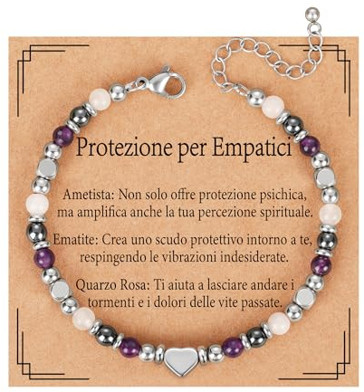 Aretas Bracciale curativo in cristallo di pietra naturale per donne e signore, gemma tripla protezione, sollievo dall'ansia, nuovi inizi, buona fortuna, gioiello protettivo per empatici
