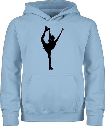 Shirtracer Kinder Hoodie Jungen Mädchen - Sport Kleidung - Eiskunstläuferin Einzellaufen - 140 (9/11 Jahre) - Hellblau - 25. Geburtstag eislauf reitpullover iceskate Pullover eislaufen kinderpullover