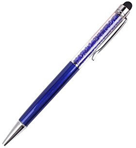 Crystal Royal Blue Ball Point Gift Pen Made With Real Crystal Elements & Stylus UK Seller