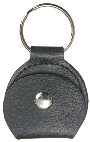 TRIXES Pick Holder with 3 Plectrums Black Faux Leather Folding Pouch Keyring Stocking Filler