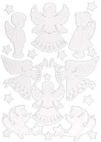 Ideen mit Herz 3-D Sticker Deluxe | Winter & Weihnachten | Erhabene Aufkleber | ideal für Weihnachts-Deko & Weihnachtskarten basteln | Bogengröße: 21 x 30 cm (Engel | weiß)