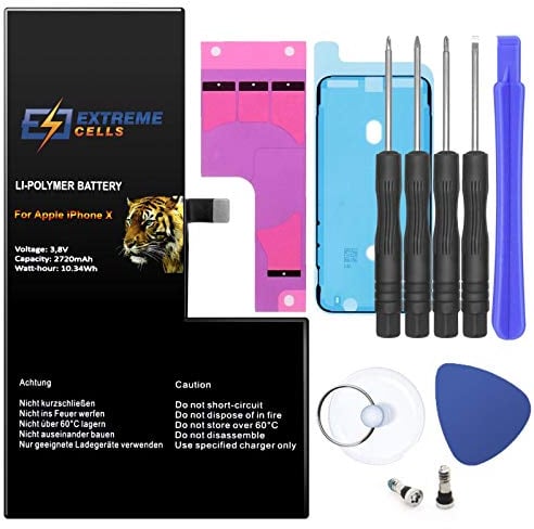 Extremecells Battery Compatible with iPhone X + Tool Set Replacement Battery 2720 mAh