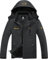 GEMYSE Herren Warme Skijacke Berg Winddicht Wasserdicht Atmungsaktiv Multi-Pocket Outdoor-Winterjacke mit Kapuze,Dunkelgrau,L
