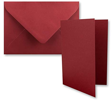 FarbenFroh by GUSTAV NEUSER 50x Faltkarten-Set DIN A7-10,5 x 7,4 cm - mit Umschlägen DIN C7 in Dunkelrot (Rot) - Kleine Doppelkarten blanko zum Selbstgestalten und Bedrucken