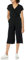 Amazon Essentials Women's Short-Sleeve Surplice Cropped Wide-Leg Jumpsuit with Elastic Waist, Black, XXL
