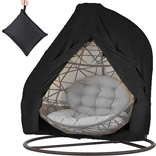AUPERTO Eierstuhl-Abdeckung für Doppelterrasse, 230 x 220 cm, wasserdicht, Staubschutz, 420D-Oxford-Gewebe, reiß- und windbeständig, mit Reißverschluss und Kordelzügen