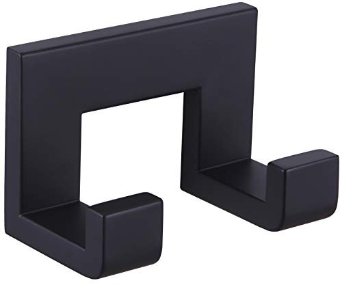 Double Robe Towel Hook Matte Black, APLusee Stainless Steel Square Dual Coat Hook, Utility Bath Kitchen Storage Hanger Holder