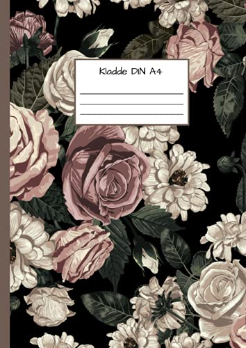 Kladde DIN A4: Notizbuch DIN A4 - Kladde kariert 5 mm - 110 Seiten - Notizheft, Tagebuch, Schreibbuch - Muster mit großen Blumen