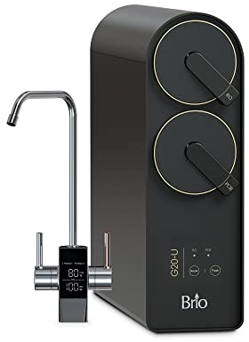 Brio Sistema de filtración de agua de ósmosis inversa, 700 GPD, 2:1 puro de drenar, sin tanque, montaje de grifo debajo del fregadero