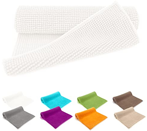 heimtexland ® Badvorleger Chenille Super Flauschig Saugstark Badteppich Badematte Ökotex Typ771 Natur 50 x 80 cm