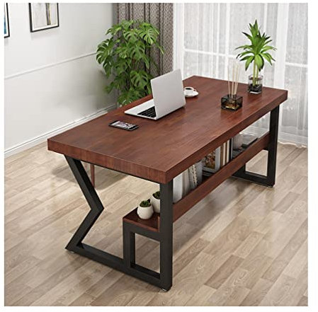 Computertisch Home-Office-Massivholz-Schreibtisch, Schwerer Spieltisch/Besprechungstisch/Esstisch Mit Metallbeinen, Luxus-Büromöbel (Size : 160x70x75cm)