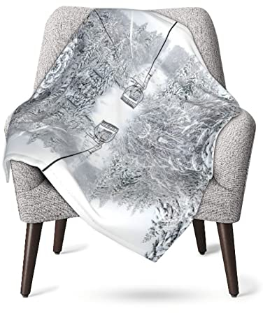 Winter Old Cable Ski Lift Super Soft Babydecke, Wickel-Kinderwagen, Bettwäsche für Kinder 76 x 101 cm