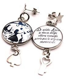 Orecchini frase cartone animato - Orecchini in acciaio - Orecchini pendenti in acciaio