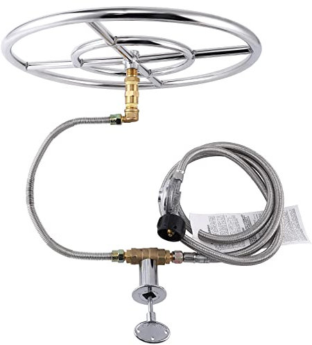 BouPower Kit braciere a gas propano con anello bruciatore a getto da 45,7 cm, in acciaio inossidabile 304, per fai da te e potenziamento del pozzo del fuoco a propano per uso interno ed esterno
