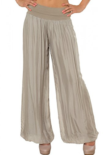 Caspar KHS010 Damen Elegante Lange Marlene Hose Hosenrock mit Seidenanteil und hohem Stretch Bund