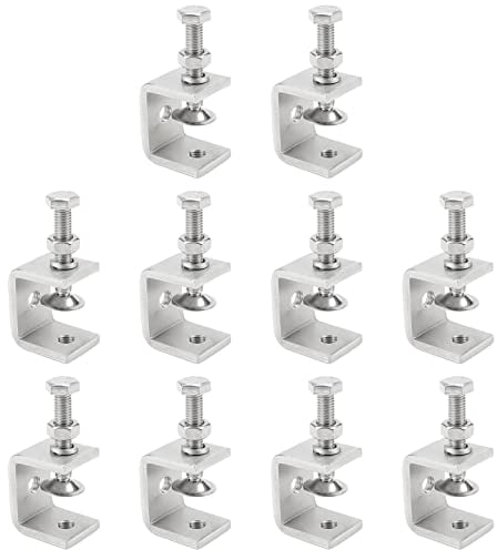 PINGEUI 10 morsetti a C, mini morsetto a vite 304, morsetto da tavolo, morsetto resistente e resistente, piccoli morsetti a C a vite in metallo per morsetti, morsetti e tenditori, fai da te
