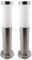 etc-shop Außen Stehleuchte Garten Sockelleuchte Terrasse Standleuchte Edelstahl Pollerlampe, silber, 1x E27, DxH 7,6x45 cm, 2er Set