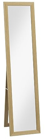 HOMCOM Rustic Full Length Mirror, Hanging and Freestanding Floor Mirror, Farmhouse Decorative Wall Mirror, for Living Room, Bedroom, 157 cm, Natural