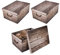 Kreher 3 Stück XL 45 Liter Deko-Kartons, Ordnungsboxen, Stapelboxen mit Deckel und Griffe, 51 x 37 x 24 cm (Holz Grau)
