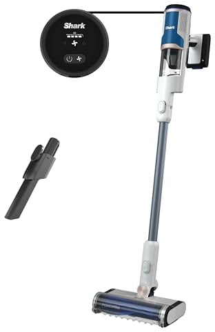 Shark Aspirapolvere Senza Fili, Fino a 40 Minuti di Autonomia, Senza Sacco, con Tecnologia Antigroviglio, PowerFins, FloorDetect, Trasformabile, Bianco/Blu Navy, BU1120EU