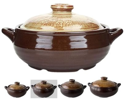 BALWOO Korean Pot [Buncheong] MUD GLAZE Earthenware Ttukbaegi, Natural Ceramic Clay Cooking Pot Casserole, Heat Resistant Ceramic Earthen Pot, Zero-Crack Stone Bowl Stockpot Soup Cookware, Pottery