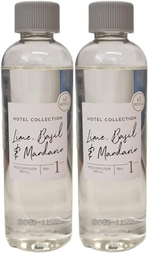 2 X Hotel Collection Reed Diffuser Refill No.1 - Lime, Basil & Mandarin Scent - 200ml - Refresh and Revitalize Your Space (Bottle Label may Vary)