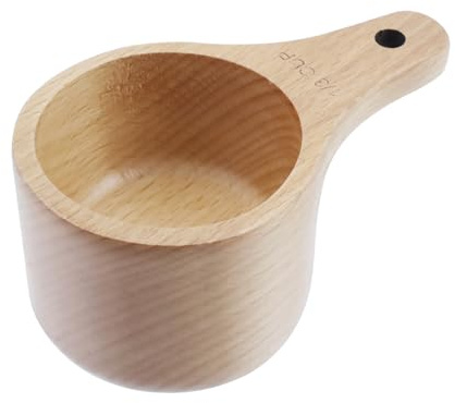 Oedema 1/3 Cup Measuring Cups Natural Wooden Cup Scoop Measure Cup with Polish Finish for Measuring Dry Ingredients, Nuts, Flour