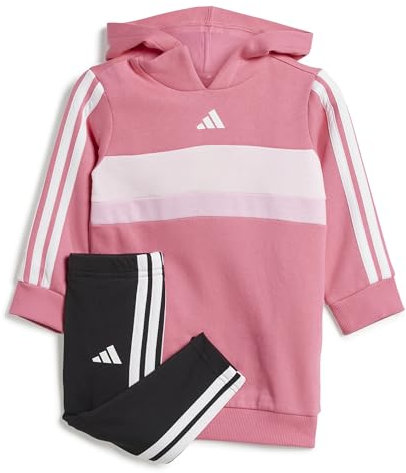 adidas SEASONAL ESSENTIALS TIBERIO 3 STRIPES FLEECE LEGGINGS SET, Survêtement Bébé fille, pink fusion/white,