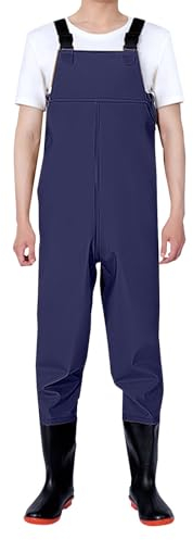 Pigiama per gli uomini stivali pantaloni da pesca con bretelle traspirante Crosswater trampolieri tuta tuta pagliaccetti per gli uomini, Blu, 56