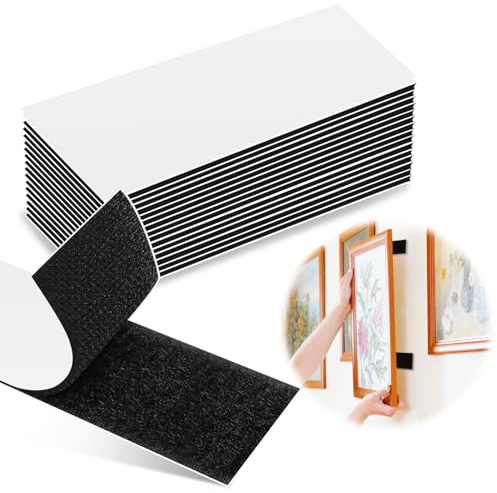 Scratch Autocollant Double Face, 16 Pièces de Bande Scratch Adhésive Réutilisables, Rectangles, 3 x 10 cm, Ruban Scratch Adhésif pour Ménage, Bricolage Et l'artisanat, Fixation Durable, Sans Résidus