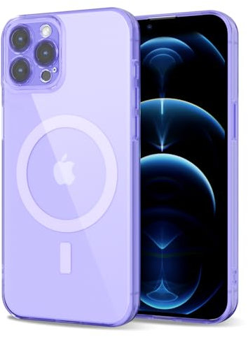 Svanove per iPhone 12 Pro Max Cover Compatibile con MagSafe, Trasparente Magnetica Protezione della fotocamera Custodia, Sottile Silicone Antiurto Anti-Graffio Custodia Case, Viola Lavanda