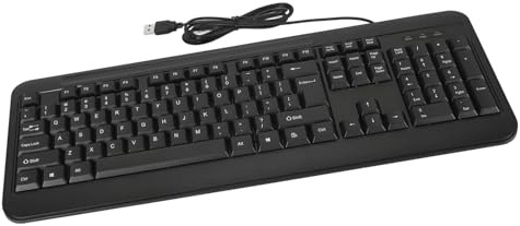Beufee Computer Keyboard Wired, Plug Play USB Keyboard Low Large Number Pad Stream Keyboard for Home Office Work or Personal Computer