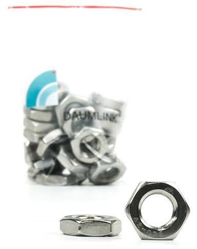 DAUMLINK® 25 Flache Muttern DIN 439 (Niedrige Sechskantmutter Form B mit Fase) Material Edelstahl V2A (25 Stück) (sim. 4035) als Mutter für enge Platzverhältnisse (M12)