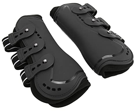 Qcwwy Pferdepflegeprodukte, Schlagfestigkeit, Stoßdämpfend, Atmungsaktiv, Pferdebeinschutz, Verstellbar, Vorne Offen, Streichkappe, Pferdesehnenstiefel, (Groß)