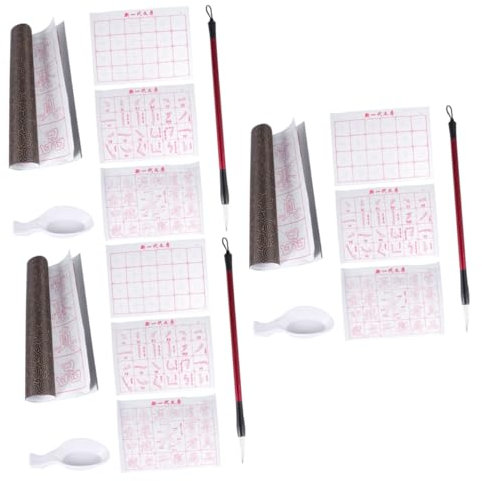 TOKIDNY 18 STK Gerasterte Stoffmatte Vier Schätze Kalligrafie Übungen Tuch Übungsmatte Für Chinesische Kalligrafie Wasserschreibtuch Sumi-Papier Xuan-Papier Reispapier Hölzern