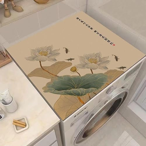 Funda Lavadora Lotus Cubierta Para Lavadora Funda Universal Para Lavadora,Antideslizante Fundas Para Lavadoras,Para Lavadora, Secadora, Baños, Cocina,Frigorífico60*60Cm