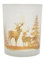 CHICCIE Windlicht aus Glas Hirsche im Wald Weiß Braun 9x9x10cm Teelichthalter Advent